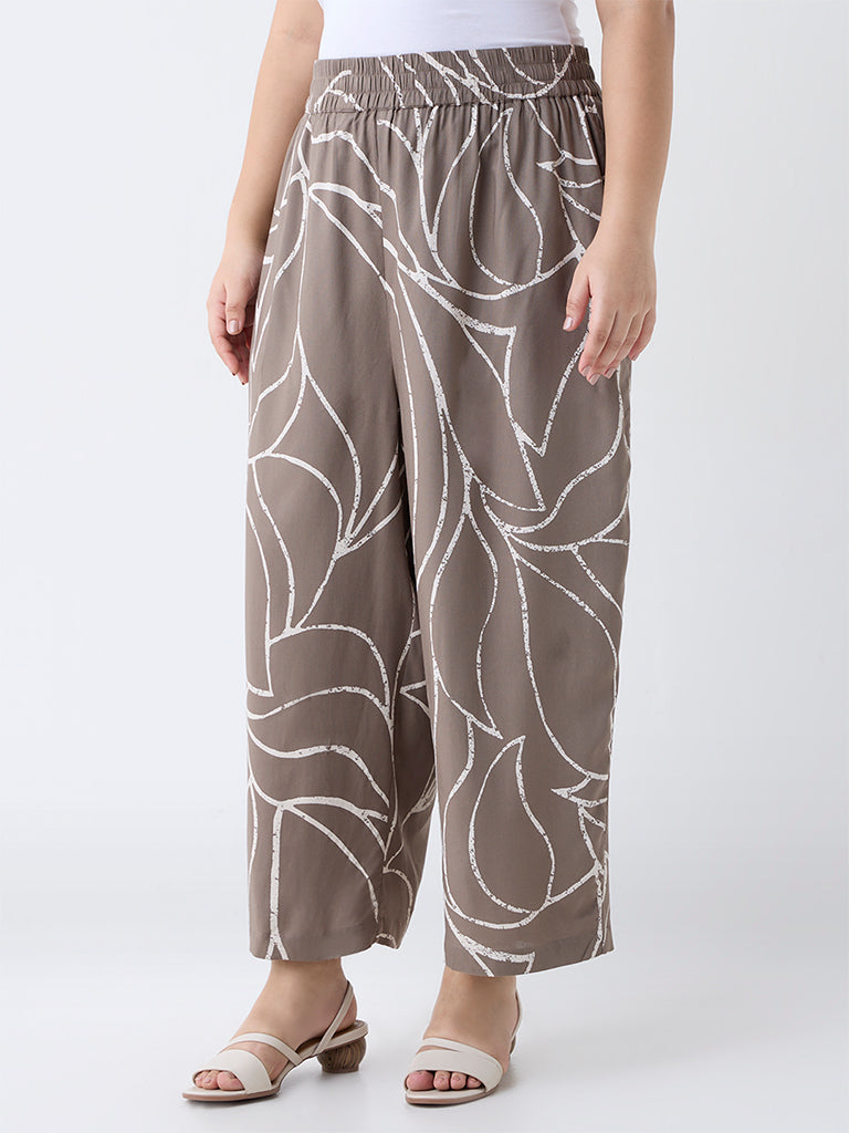 Diza Taupe Printed Pants