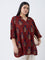 Diza Red Floral Printed Tunic