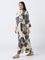 Diza Off-White Floral Printed A-Line Kurta