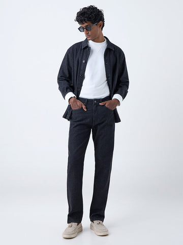 Ascot Charcoal Solid Relaxed-Fit Cotton Shirt