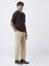 Ascot Beige Mid-Rise Relaxed-Fit Cotton-Blend Trousers