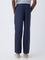 Ascot Indigo Solid Relaxed-Fit Mid-Rise Linen Trousers
