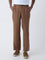 Ascot Khaki Solid Relaxed-Fit Mid-Rise Linen Trousers