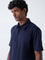 Ascot Navy Solid Relaxed-Fit Shirt