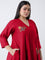 Diza Red Floral Embroidered Anarkali Kurta