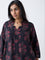 Diza Black Floral Detailed A-Line Kurta