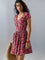 Bombay Paisley Red Floral Pattern Cotton A-Line Dress