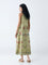 Bombay Paisley Sage Botanical Pattern Cotton A-Line Dress