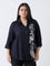 Gia Black Floral Embroidered Shirt
