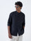 Ascot Black Solid Relaxed-Fit Linen-Blend Shirt