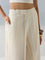 Bombay Paisley Light Beige Striped Cotton-Blend Palazzos
