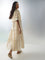 Bombay Paisley Off-White Striped Cotton Tiered Dress with Jacket