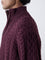 Ascot Wine Relaxed Fit Cotton Three-Quarter Zip Sweater