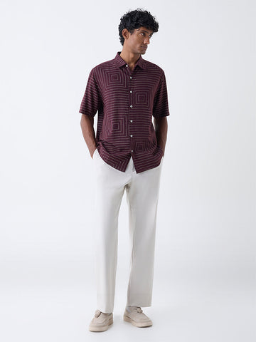 Ascot Wine Abstract Patterns Relaxed-Fit Shirt