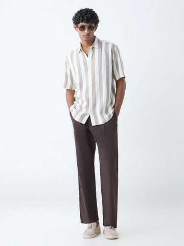 Ascot Beige Stripe Relaxed-Fit Shirt