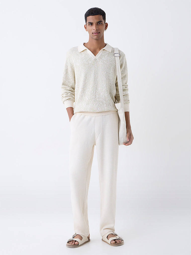 ETA Off-White Self-Patterned Knitted Relaxed-Fit Sweater