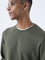 ETA Olive Textured Relaxed-Fit Cotton Sweater