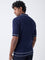 Ascot Navy Ribbed-Textured Relaxed-Fit Cotton-Blend T-Shirt