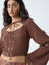 Bombay Paisley Brown Cut-Out Detailed Top