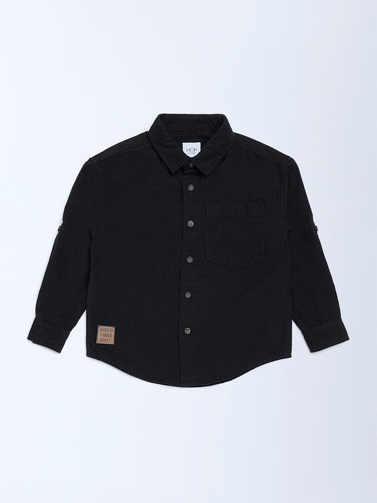 HOP Kids Black Cotton Shirt