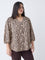 Gia Beige Floral Pattern Blouse
