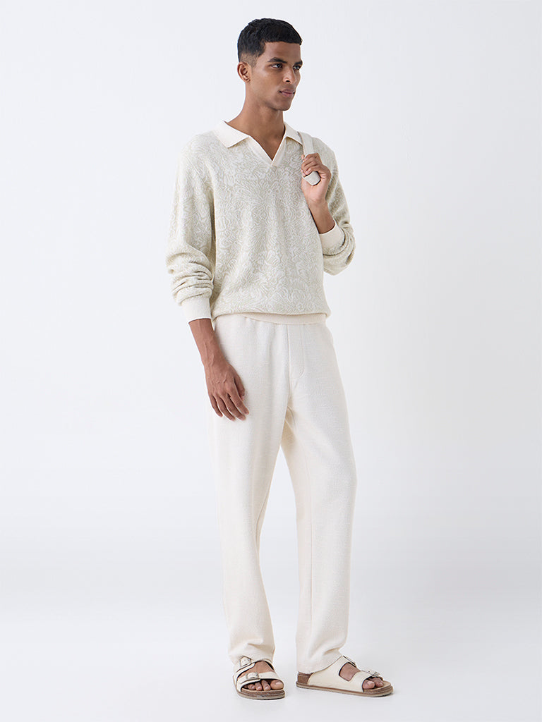 ETA Off-White Relaxed-Fit Mid-Rise Cotton-Blend Pants