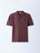 ETA Burgundy Embroidered Relaxed-Fit Cotton Shirt