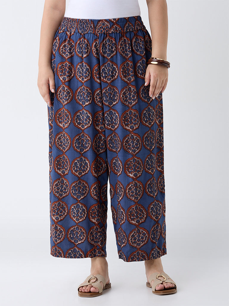 Diza Navy Printed Ethnic Pants