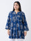 Diza Indigo Foliage Printed Tunic