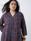 Diza Navy Printed A-Line Kurta