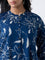 Diza Indigo Floral Design A-Line Kurta