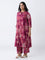 Diza Plum Floral Design A-Line Kurta
