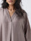 Diza Taupe Embellished A-Line Kurta