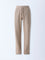 ETA Taupe Textured Relaxed-Fit Mid-Rise Cotton-Blend Pants