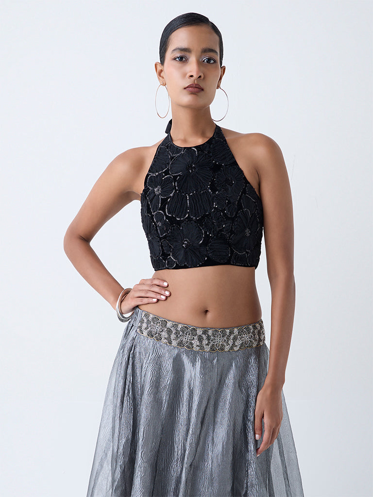 Vark Black Embellished Top