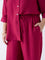 Gia Magenta Solid High-Rise Pants