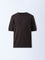 Ascot Dark Brown Cable-Knit Relaxed-Fit Cotton T-Shirt