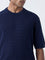 Ascot Navy Cable-Knit Relaxed-Fit Cotton T-Shirt
