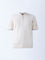 Ascot Off-White Relaxed-Fit Cotton-Blend Quarter-Zip Polo T-Shirt