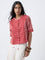 Bombay Paisley Red Geometric Design Cotton Top