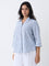 Gia Blue Striped Cotton-Blend Shirt
