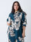 Gia Teal Foliage Printed Shirt