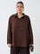 Gia Dark Brown Self-Patterned Shirt with Camisole