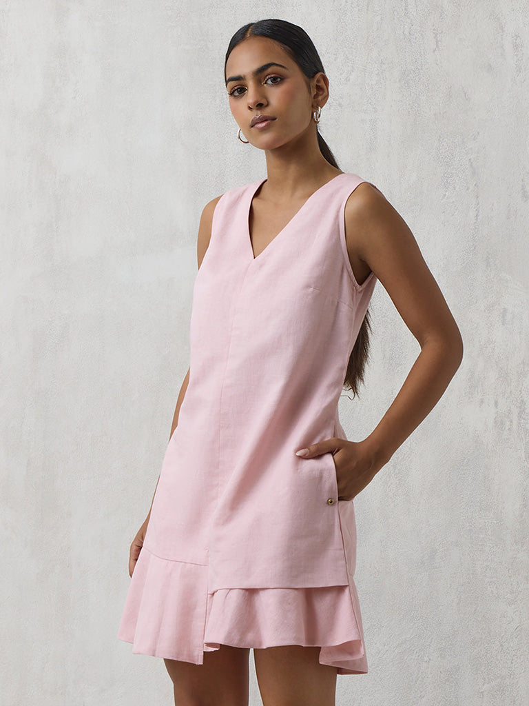 A-line Solid Pink Dress
