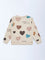 HOP Kids Beige Heart Printed Cotton-Blend Sweatshirt