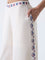 Bombay Paisley Off-White Embroidered Cotton-Blend Palazzos