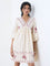 Bombay Paisley Off-White Cotton-Blend A-Line Dress