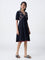 Bombay Paisley Black Embroidered Empire A-Line Dress