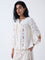 Bombay Paisley Off-White Floral Embroidered Cotton Top