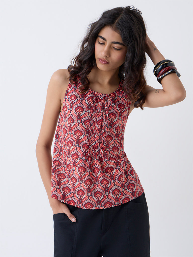 Bombay Paisley Red Printed Cotton Top